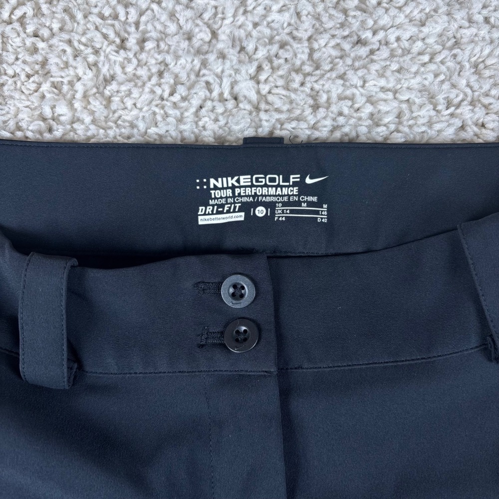 Nike Golf Tour Performance Pants Women 10 Black Dri-Fit Straight Leg - Picture 2 of 10